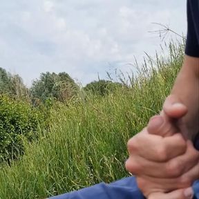 Jerking off in nature