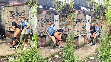 Bahian Bottom Takes Another Hung Bahian's Thick Cock Raw Behind Abandoned House in the Woods