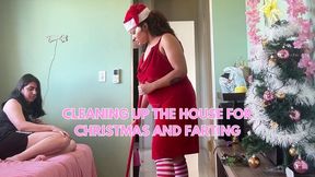 Christmas Cleaning Gassy Girl Farts in front of Glrlfriend