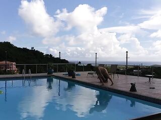 Hot Mom Strip Tease Skiny Dip in the Caribean (recent phat house, pool teaser)