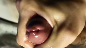 A close-up of a dick with oil and lots of lube! A full-screen dick!