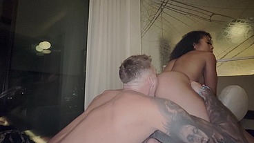 Deep blowjob ends in doggy style fucking