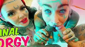 Tattoo Sluts Gaping Anal Holes in Rough Foursome - ATM & POV