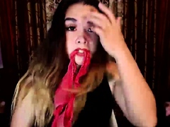 Naughty Tranny Babe Jerks Her Cock on Cam