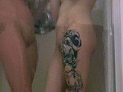 Small tit brunette banged on the floor