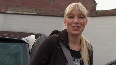 German street casting with a blonde whore