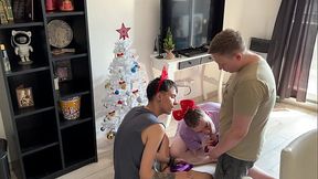 Skinny Twink Destroyes my Ass while my BF Cums on my Face