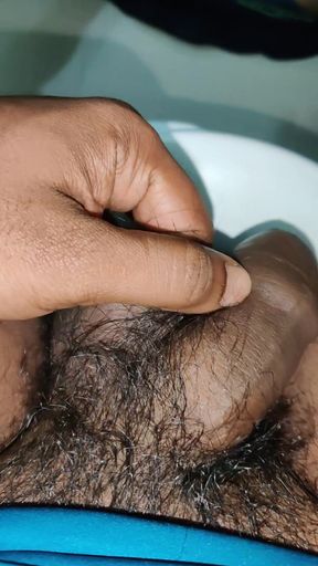 Dark big cock massage in bathroom