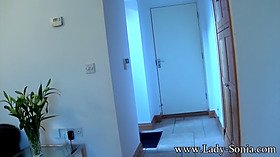 Cougar Lady Sonia sucks cock giant breasts cum
