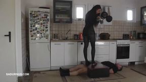 The slave's orgasm under Mistress Cleo's stocking feet wmv