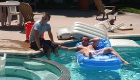 Insolent lovers hook up by the pool and fuck in the hotel room