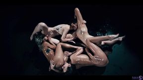 Three babes get nasty in group sex frenzy, anal👌, blowjobs and more in Veronica's party trailer