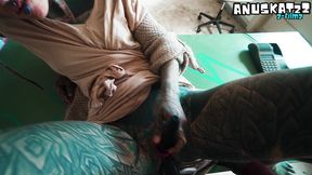 tattooed girl gets fuck in public anal - orgasm and squirt