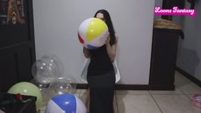 Owllete blows up and rips off small beach ball