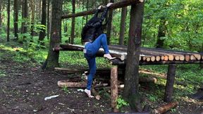 Lia in louboutin hot chick 120 walking in the forest, girl got lost in the forest, high heels in mud, high heels stuck, wrecked high heels