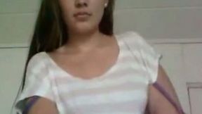 Horny teen plays with her pussy showing off on camera