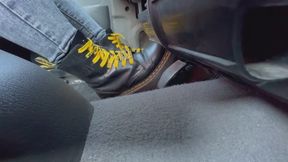 PEDAL PUMPING-My wife tries to drive with these dr martens platform boots in the old atos car