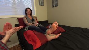 Hot Neighbour's First Foot Worship Turns Into a Sexy Tied-Up Tickling Session