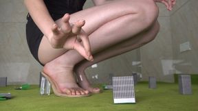 Giantess Alisa hunts in a small town, destroys buildings, and humiliates passers-by with her feet