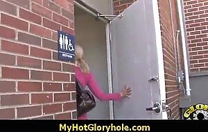 Cuckold hubby sucks snowball at gloryhole 20