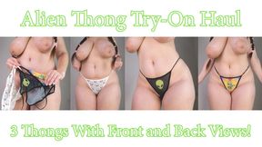 Alien Print Thong Try-On