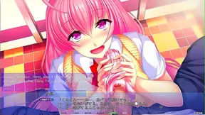 Stepbrother Seduction – Big-Titted Eroge Girl Gives Handjob in School Bathroom Voyeur Scene