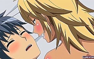 Huge titted hentai blondie rides