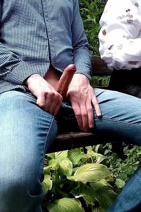 Risk! He Took His Dick Out in Front of a Sexy Mommy. Mature Mommy Made Him Cum!