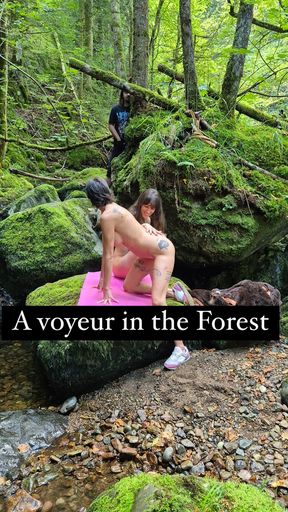 A voyeur in the forest fucks 2 MILF