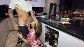Amateur girl fucked her bestie's friend in the kitchen, without her knowing