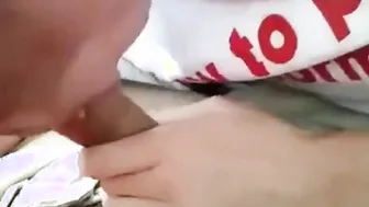 Blond twink deepthroats daddy in the camper van