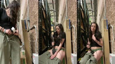 Using a store monitor to cum while working at Walmart