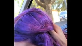 Teenie's purple pom-poms perform POV blowies under daddy's loving guidance