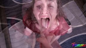 cute sissy sucks cock and gets fucked in the kitchen