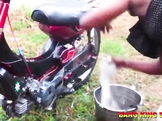 Step mother drilled A ghetto gangster outdoor Hardcore