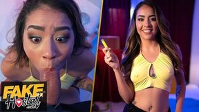 Lissome Steve Q and Kitty Love - cumshot movie - Fake Hostel