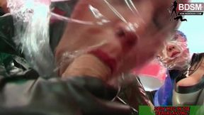 Three horny MILFs in a latex and plastic BDSM threesome