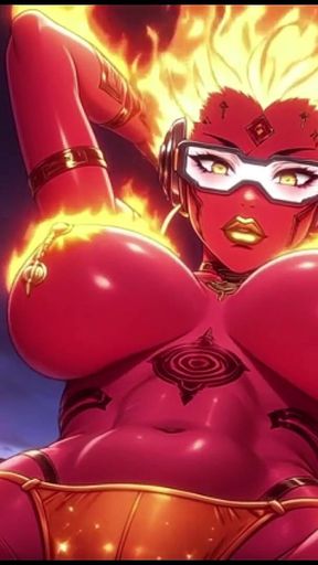 94. Hot Demon in Fire Sexy Pose (ai Animation)