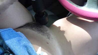 Vic Alouqua squirts in her pleated skirt on the parking lot
