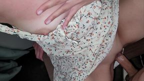 She spreads her legs in the hotel and milking my cock after sex