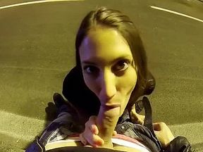 Rollerblading blowjob from gorgeous brunette