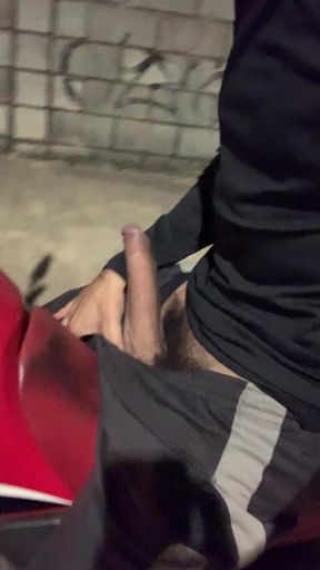 Uber driver on motorcycle masturbating while waiting for a customer