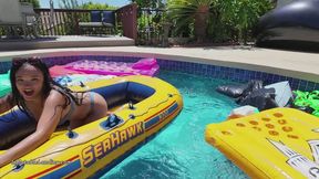 Raven Back at the Pool to Deflate and Destroy FULL video 4K (3840x2160)