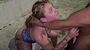 Fresh 18yo Public Square Slut Gags on Huge Black Cock in Front of Cheering Crowd
