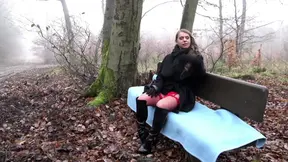 Big-titted MILF gets a warm gooey load outdoors