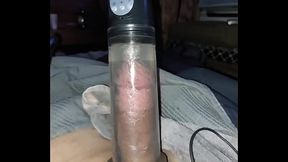 Julian Aleman using a penis pump for the very first time