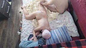 Amateur couple, sensual oil massage on the body.
