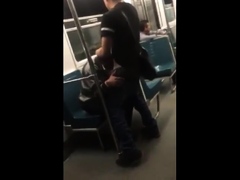 Asian twink get's BJ from older man in a subway