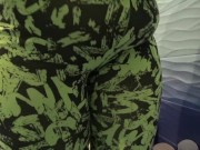 POV pissing BBW with a big bush on her pussy
