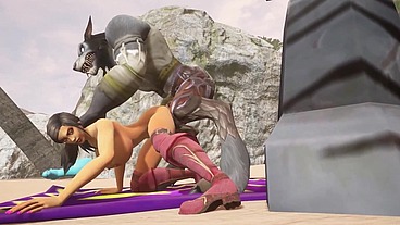 Sex with a Werewolf at the beach - Warcraft Porn Parody